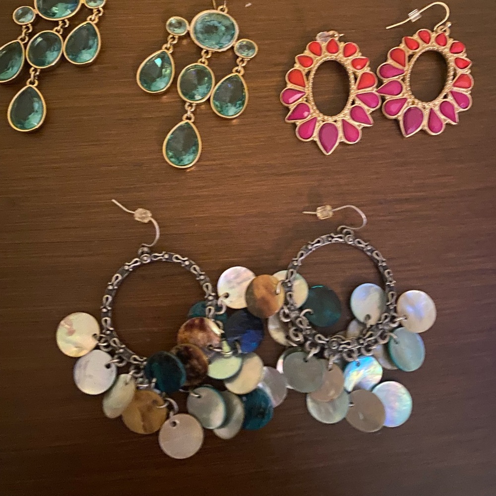 Three pairs of dangling  earrings